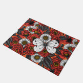 Weißer Schmetterling und Rose Fußmatte (Schrägansicht)