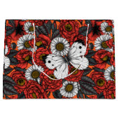 Weißer Schmetterling und Rose Große Geschenktüte (Vorderseite)