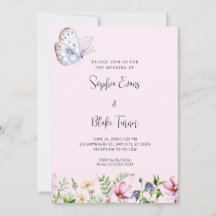 Weißer Schmetterling und Wildblumen Blassrosa Hoch