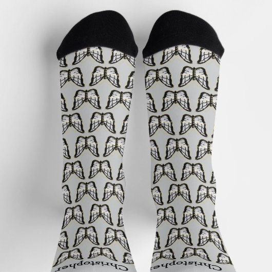 Weißer Schmetterlingsdesign personalisiert Socken (Oben)
