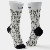 Weißer Schmetterlingsdesign personalisiert Socken (Gewinkelt)