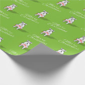 Weißer Schnauzer-Hundefrohe Weihnachten hellgrün Geschenkpapier (Ecke)