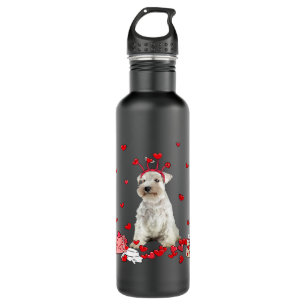 Weißer Schnauzer mit Herzform Valenti Edelstahlflasche