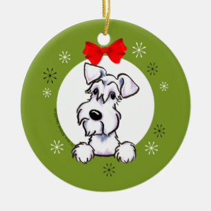 Weißer Schnauzer-natürlicher Keramik Ornament