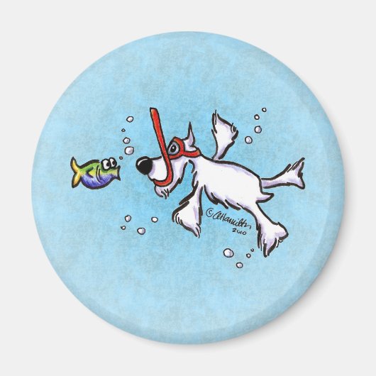 Weißer Schnauzer Schnorcheln unter blauem Meer Magnet (Vorne)