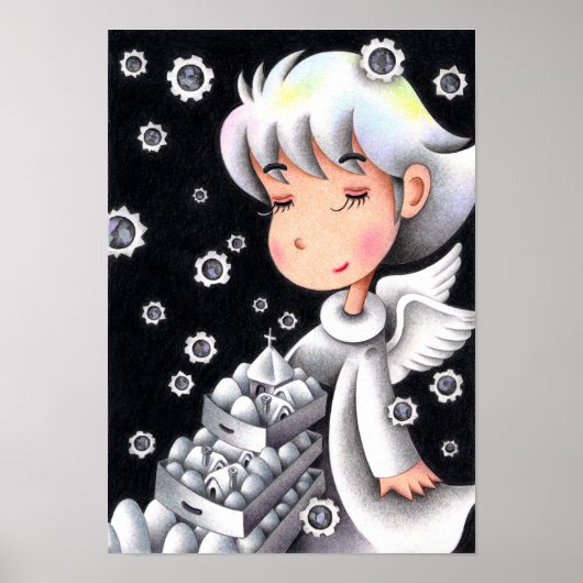 Weißer Schneeenkel. Poster (Vorne)