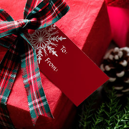 Weißer Schneeflocken am Weihnachtsfeiertag Geschenkanhänger