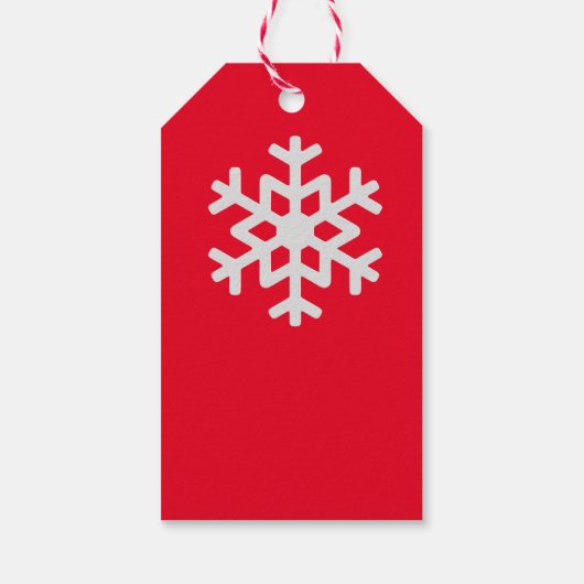 Weißer Schneeflocken am Weihnachtsfest im Roten We Geschenkanhänger (Rückseite)