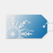 Weißer Schneeflocken auf blau Geschenkanhänger (Vorderseite (Horizontal))