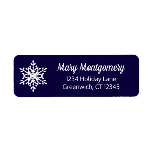 Weißer Schneeflocken auf blaue Navy-Rücksendeadres (Vorne)