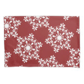 Weißer Schneeflocken auf Crimson Red Kissenbezug (Vorderseite-Links)