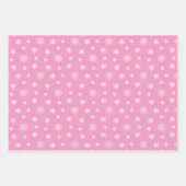 Weißer Schneeflocken auf rosa Untergrund Geschenkpapier Set (Vorderseite)