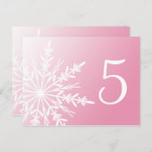 Weißer Schneeflocken auf rosa Winter Tischnummer (Vorne/Hinten)