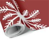 Weißer Schneeflocken auf rotem Muster Geschenkpapier (Rolleneckpunkt)
