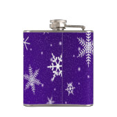 Weißer Schneeflocken Blauer Rückgrat Vinyl Wrapped Flachmann (Rückseite)