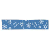 Weißer Schneeflocken Blauer Tischläufer (Horizontal)