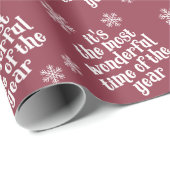 Weißer Schneeflocken Der schönste Zeittext auf Mar Geschenkpapier (Rolleneckpunkt)