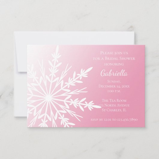 Weißer Schneeflocken im rosa Winter Brautparty RSVP Karte (Vorderseite)
