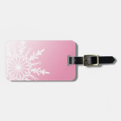 Weißer Schneeflocken in Rosa Gepäckanhänger (Vorderseite horizontal)