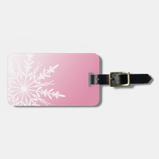 Weißer Schneeflocken in Rosa Gepäckanhänger (Vorderseite horizontal)