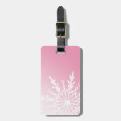 Weißer Schneeflocken in Rosa Gepäckanhänger (Vorderseite vertikal)
