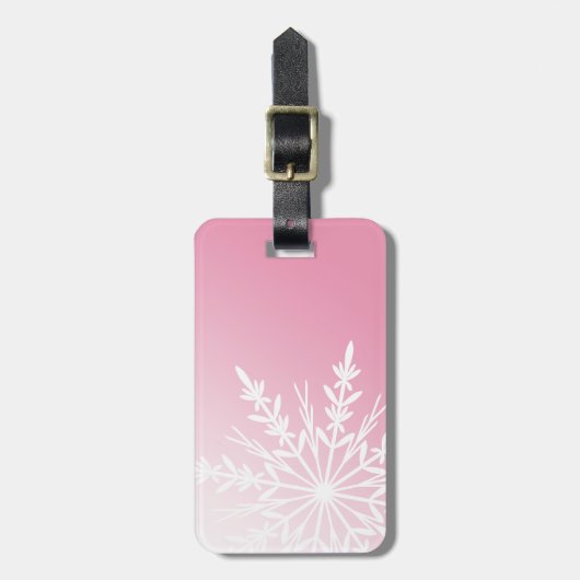 Weißer Schneeflocken in Rosa Gepäckanhänger (Vorderseite vertikal)