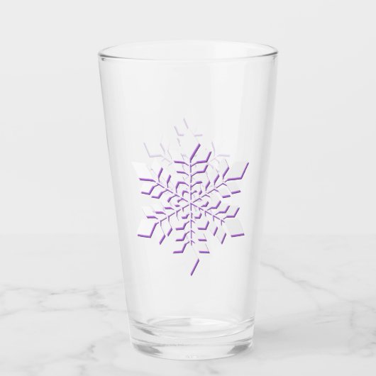 Weißer Schneeflocken in rot-violett Glas (Vorderseite)