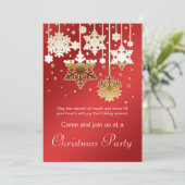 Weißer Schneeflocken Rotes Weihnachtsfest Party Einladung (Stehend Vorderseite)