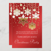 Weißer Schneeflocken Rotes Weihnachtsfest Party Einladung (Vorne/Hinten)