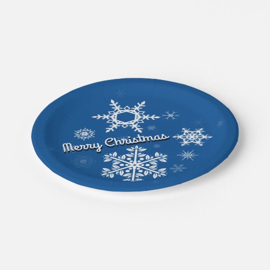 Weißer Schneeflocken Teller (Schrägansicht)