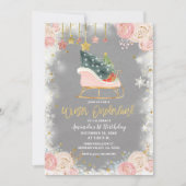 Weißer Schneeflocken Winter Onederland Geburtstag Einladung (Vorderseite)