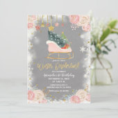 Weißer Schneeflocken Winter Onederland Geburtstag Einladung (Stehend Vorderseite)