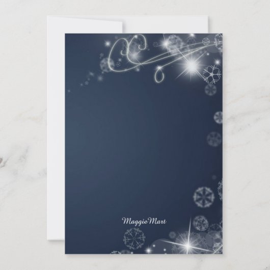 Weißer Schneeflocken Winterabend Probe Einladung (Rückseite)