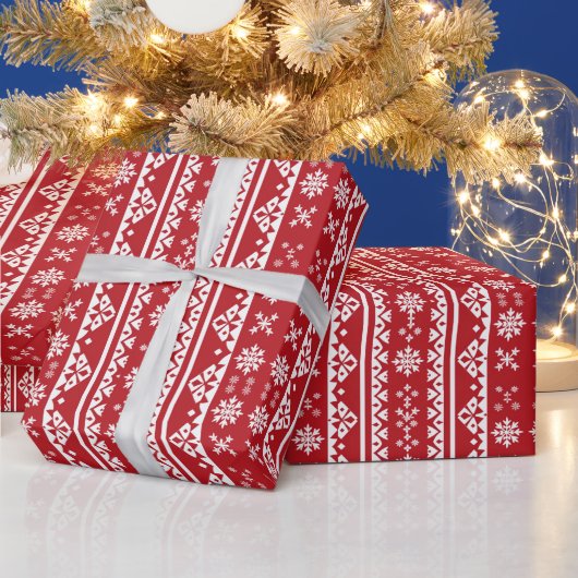 Weißer Schneeflockenmuster Geschenkpapier (Feiertage)