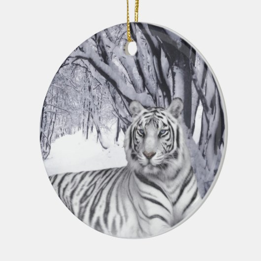 Weißer Schneeschlitter Keramikornament (Links)