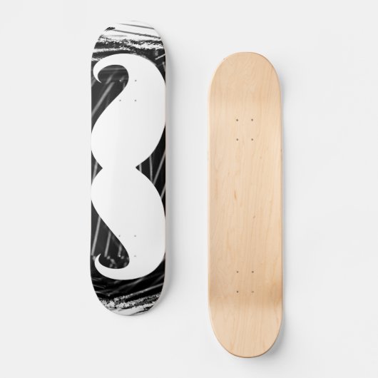 Weißer Schnurrbart Skateboard (Vorderseite)