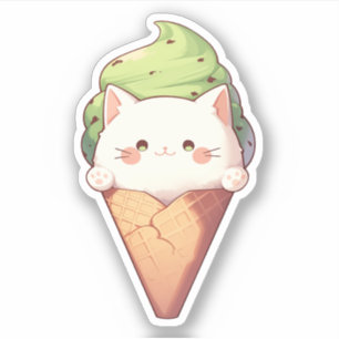 Weißer Schokolade-Katzenschokolade Chip Eiscreme A Aufkleber