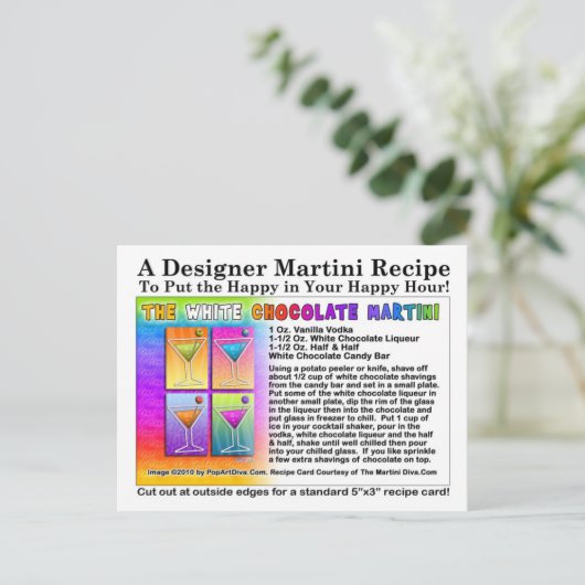 Weißer Schokolade Martini Rezept Postkarte (Stehend Vorderseite)