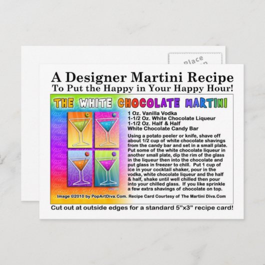 Weißer Schokolade Martini Rezept Postkarte (Vorne/Hinten)
