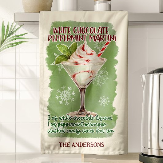 Weißer Schokolade Peppermint Martini Cocktail Reze Geschirrtuch