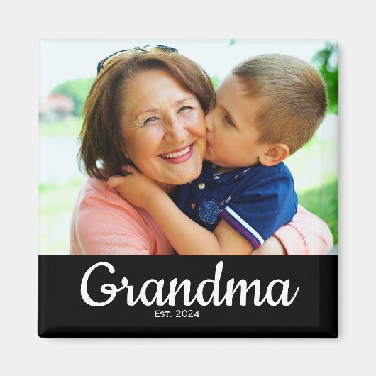 Weißer Schriftzug Established Grandma Magnet (Vorne)