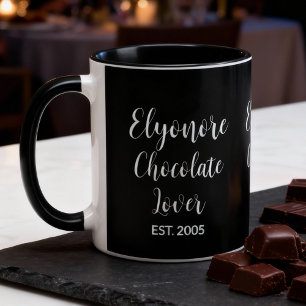 Weißer Schriftzug für Schokoladenliebhaber Persona Tasse