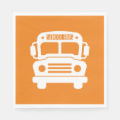 Weißer Schulbus im Hintergrund von Orange Serviette (Vorderseite)