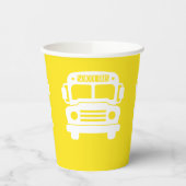 Weißer Schulbus mit gelbem Hintergrund Pappbecher (Links)