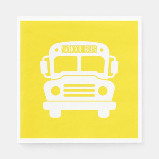 Weißer Schulbus mit gelbem Hintergrund Serviette (Vorderseite)