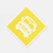 Weißer Schulbus mit gelbem Hintergrund Serviette (Ecke)