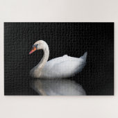 Weißer Schwan auf schwarzem Puzzle (Horizontal)