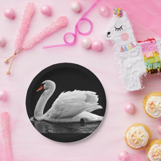 Weißer Schwan auf See Pappteller (Party)