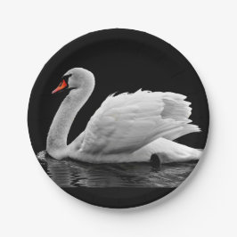 Weißer Schwan auf See Pappteller