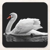 Weißer Schwan auf See Rechteckiger Pappuntersetzer (Vorderseite)